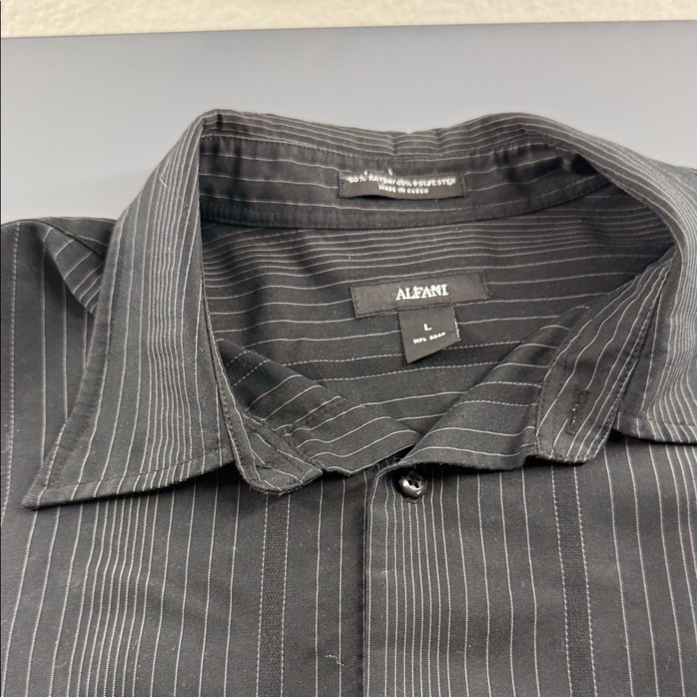 Alfani Men's Black Pinstripe Casual Shirt